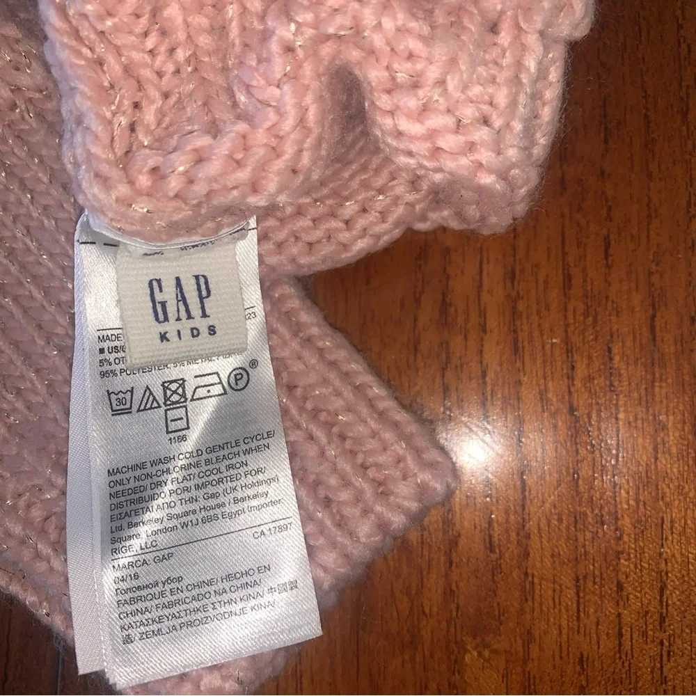 GAP Kids Girls Pink Cat Covertible Kitten Mittens Fingerless Gloves Size S 5/6